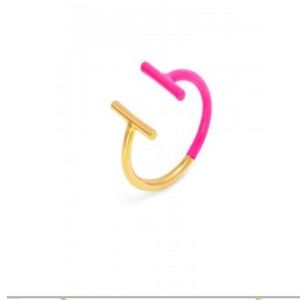 Pink and Gold Parallel Bar Ring